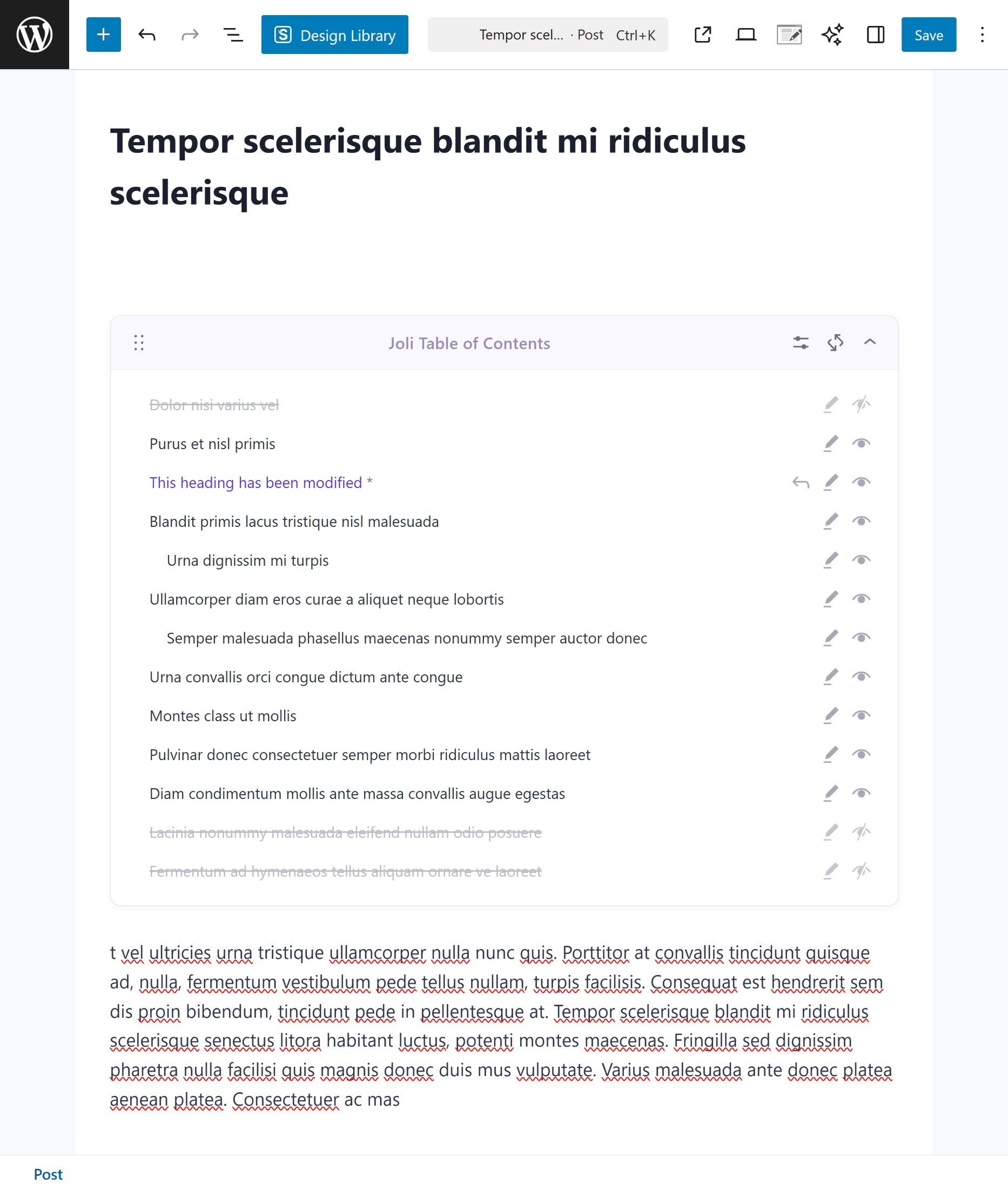 Joli Table Of Contents — Gutenberg Block